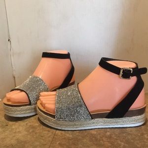 Link Bling Espadrille Sandals sz W 4